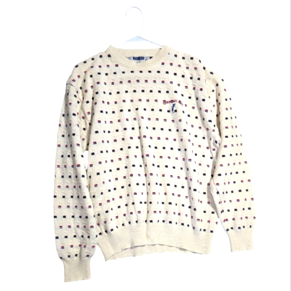 Pebble Beach Classic Cream Patterned Sweater